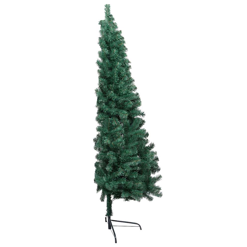 kunstigt halvt juletræ med lys og kuglesæt 150 cm grøn