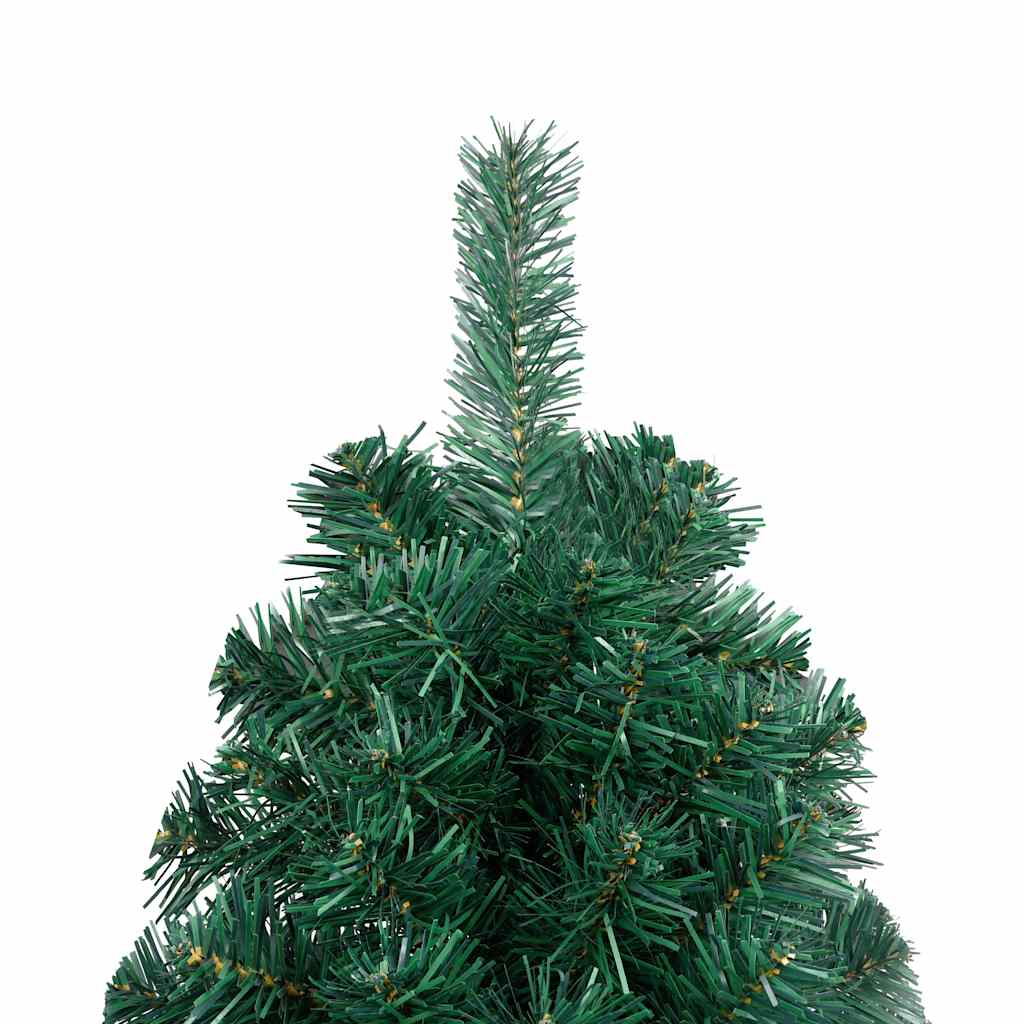 kunstigt halvt juletræ med lys og kuglesæt 150 cm grøn
