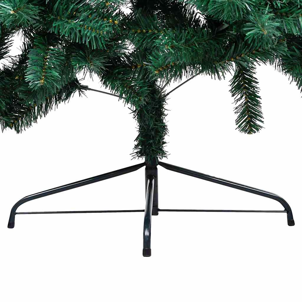 kunstigt halvt juletræ med lys og kuglesæt 150 cm grøn