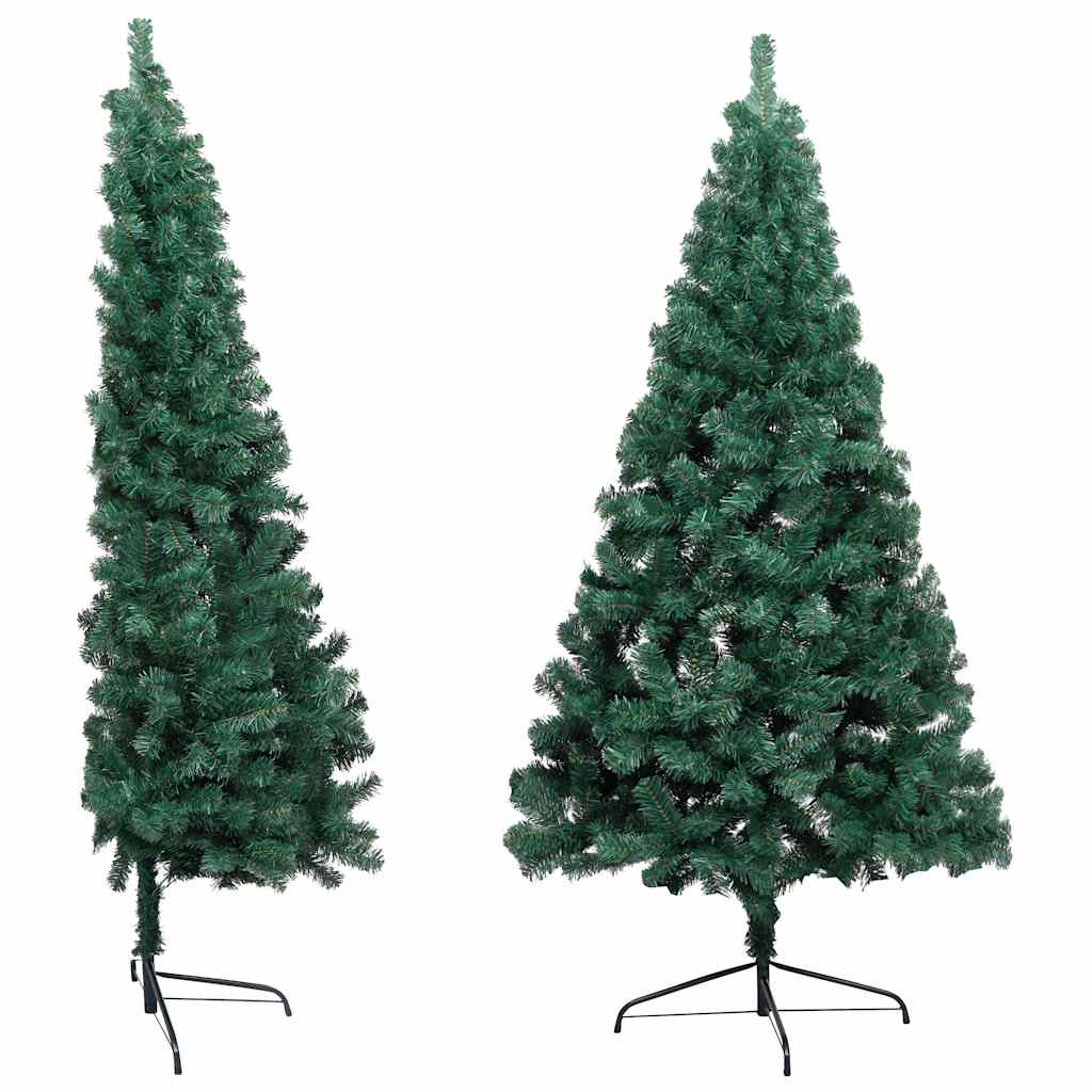 kunstigt halvt juletræ med lys og kuglesæt 120 cm grøn