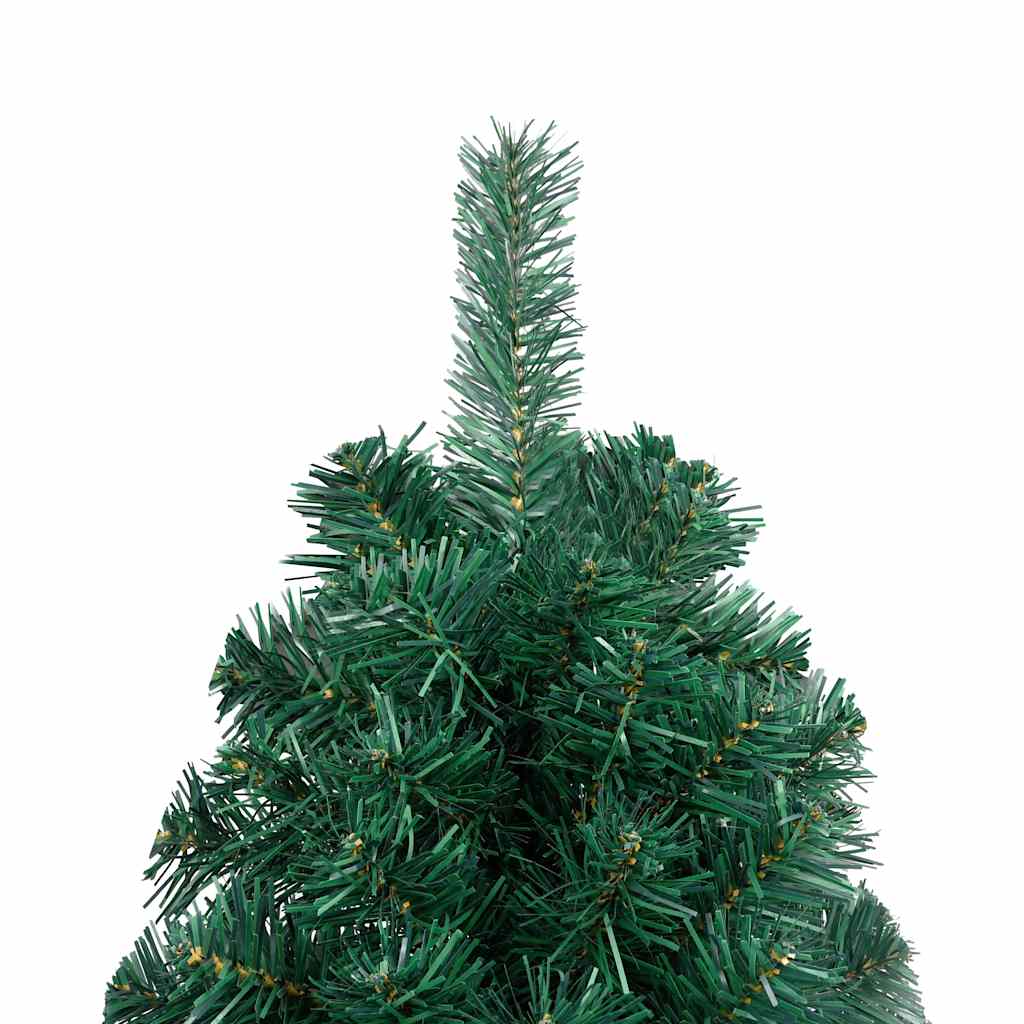 kunstigt halvt juletræ med lys og kuglesæt 180 cm grøn