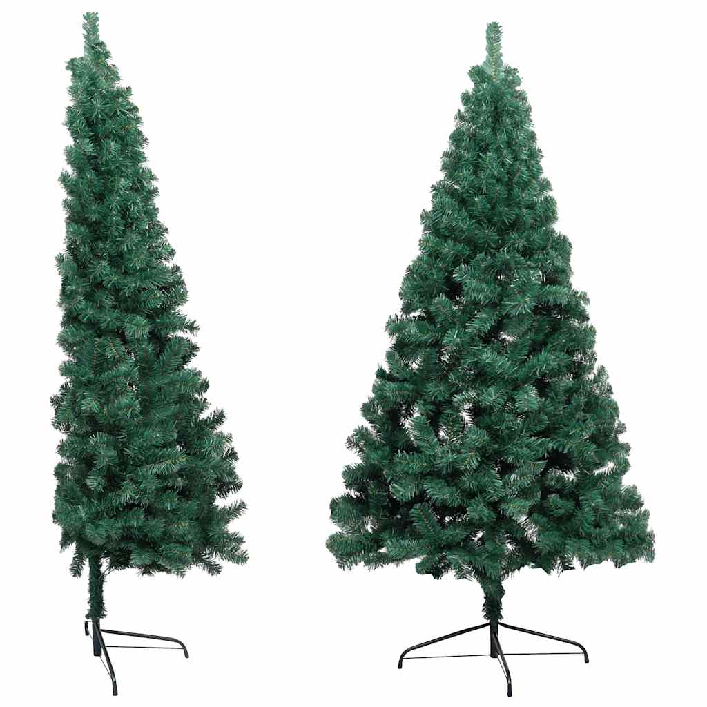 kunstigt halvt juletræ med lys og kuglesæt 240 cm grøn