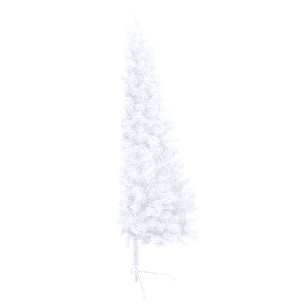kunstigt halvt juletræ med lys og kuglesæt 150 cm hvid