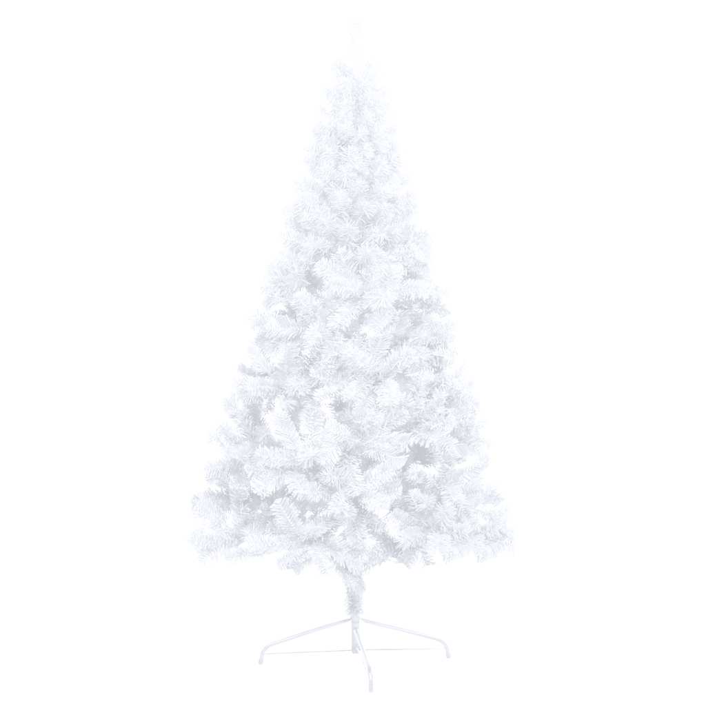 kunstigt halvt juletræ med lys og kuglesæt 150 cm hvid