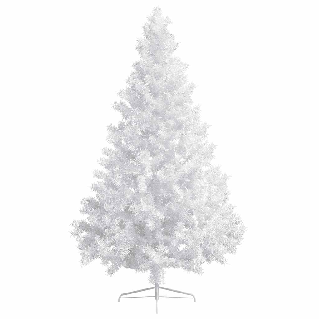 kunstigt halvt juletræ med lys og kuglesæt 210 cm hvid