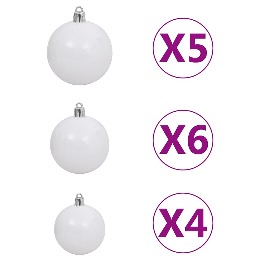 kunstigt juletræ med lys og kuglesæt 180 cm PVC lyserød