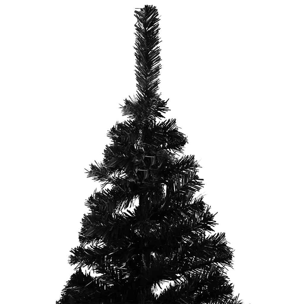 kunstigt juletræ med lys og kuglesæt 150 cm PVC sort