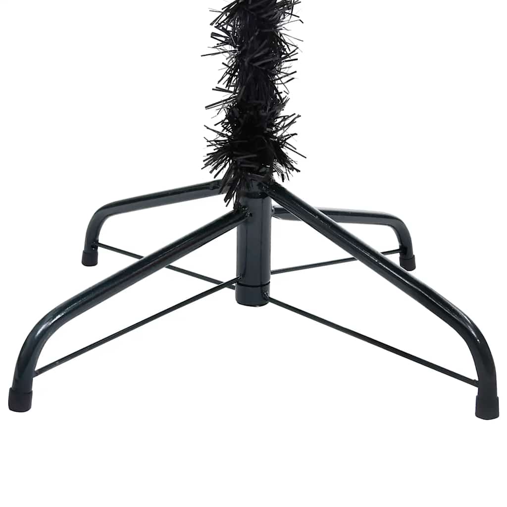 kunstigt juletræ med lys og kuglesæt 150 cm PVC sort