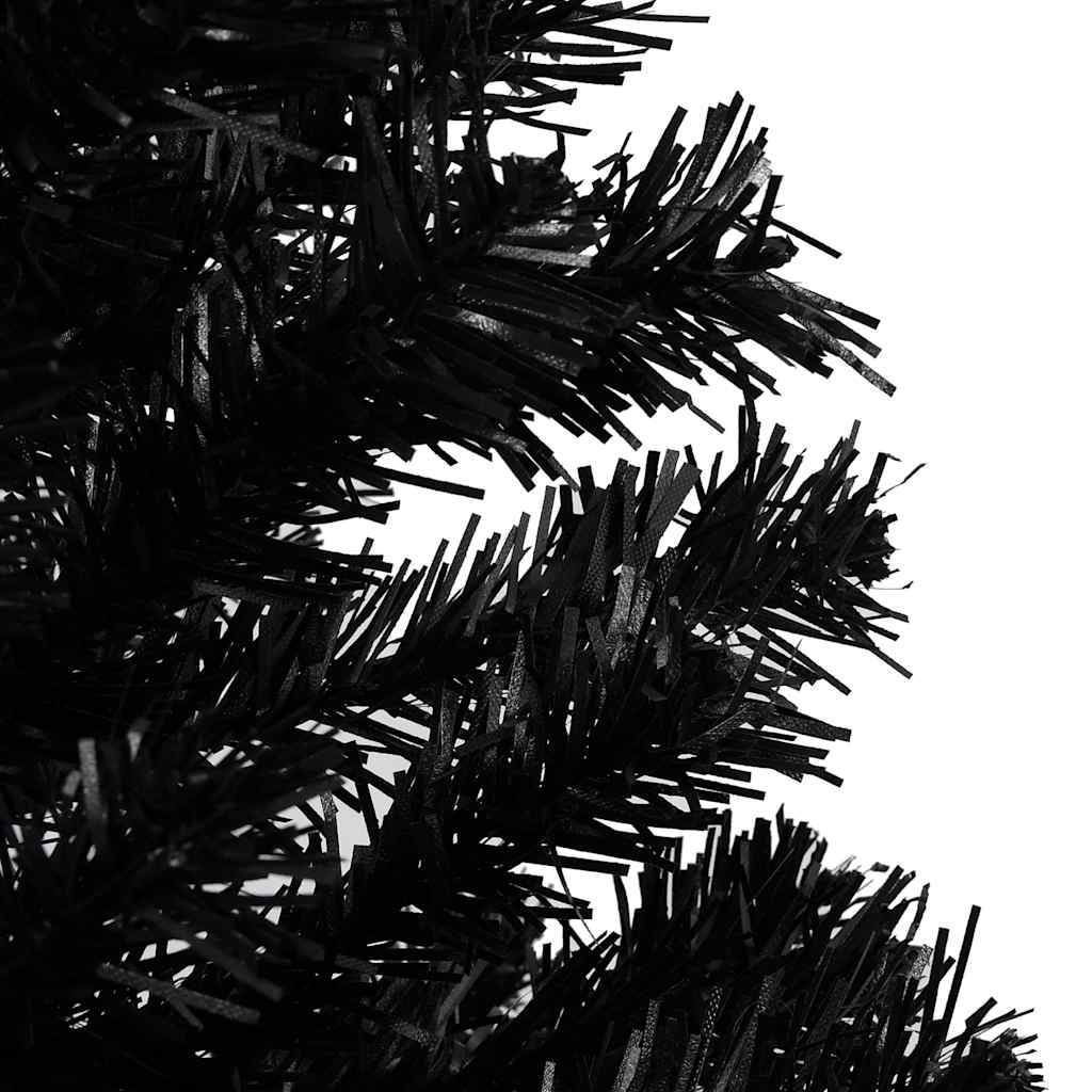 kunstigt juletræ med lys og kuglesæt 180 cm PVC sort