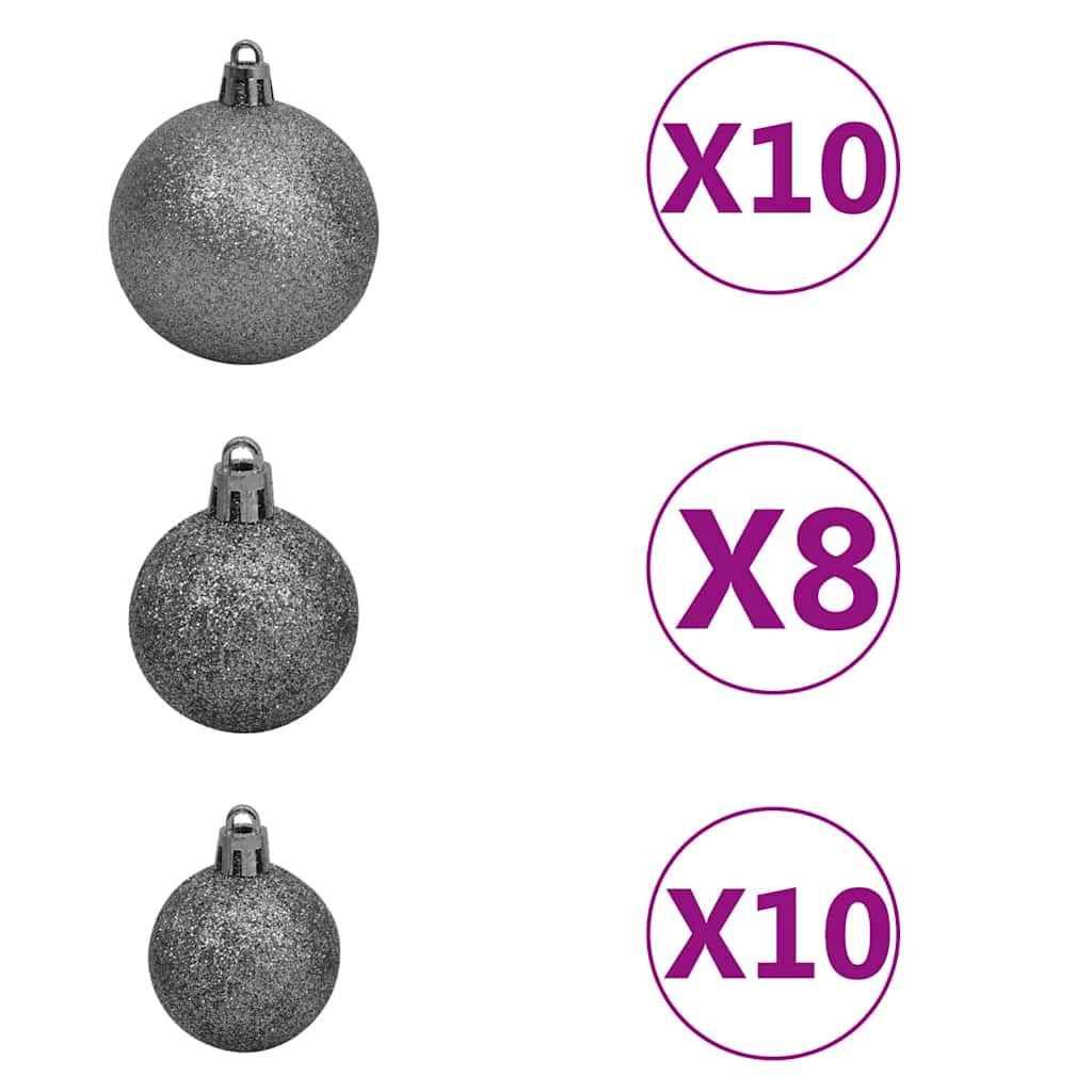 juletræ med lys + julekugler og grankogler 210 cm