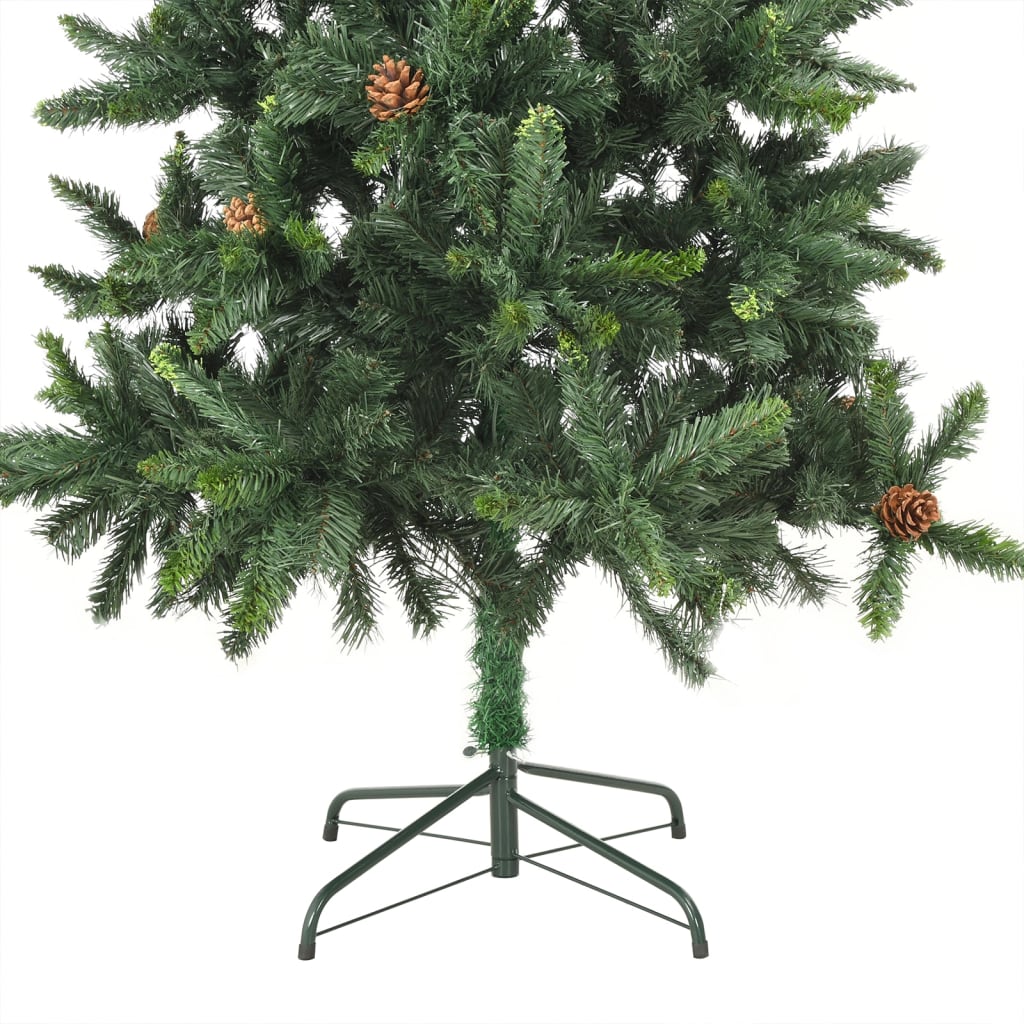 kunstigt juletræ med lys og grankogler 180 cm grøn