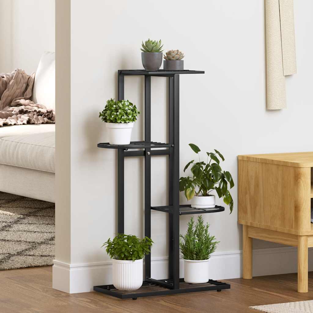blomsterstativ i 4 niveauer 43x22x76 cm metal sort billede