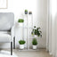 blomsterstativ i 4 niveauer 43x22x76 cm metal hvid