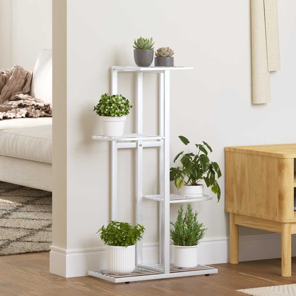 blomsterstativ i 4 niveauer 43x22x76 cm metal hvid billede