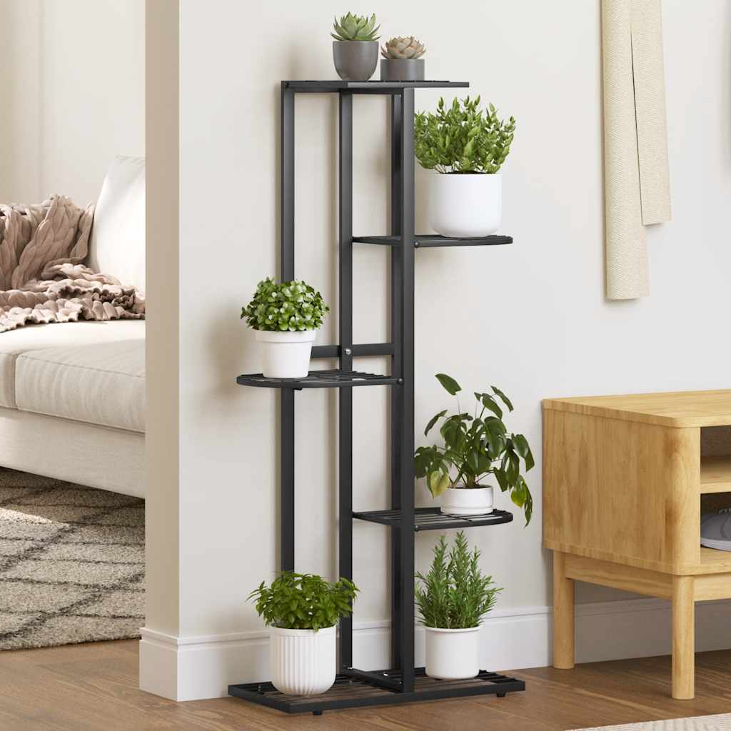blomsterstativ i 5 niveauer 43x22x98 cm metal sort billede