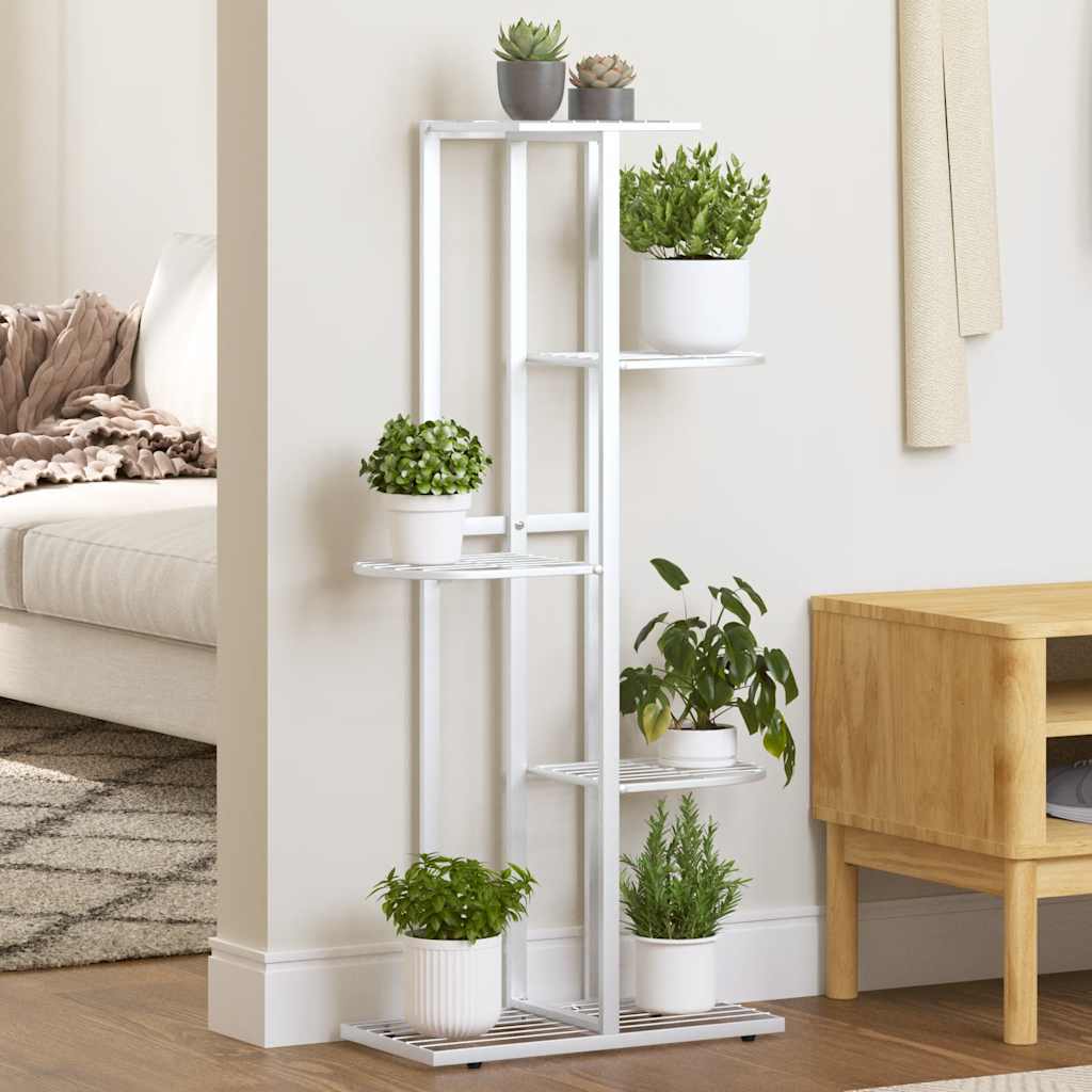 blomsterstativ i 5 niveauer 43x22x98 cm metal hvid billede