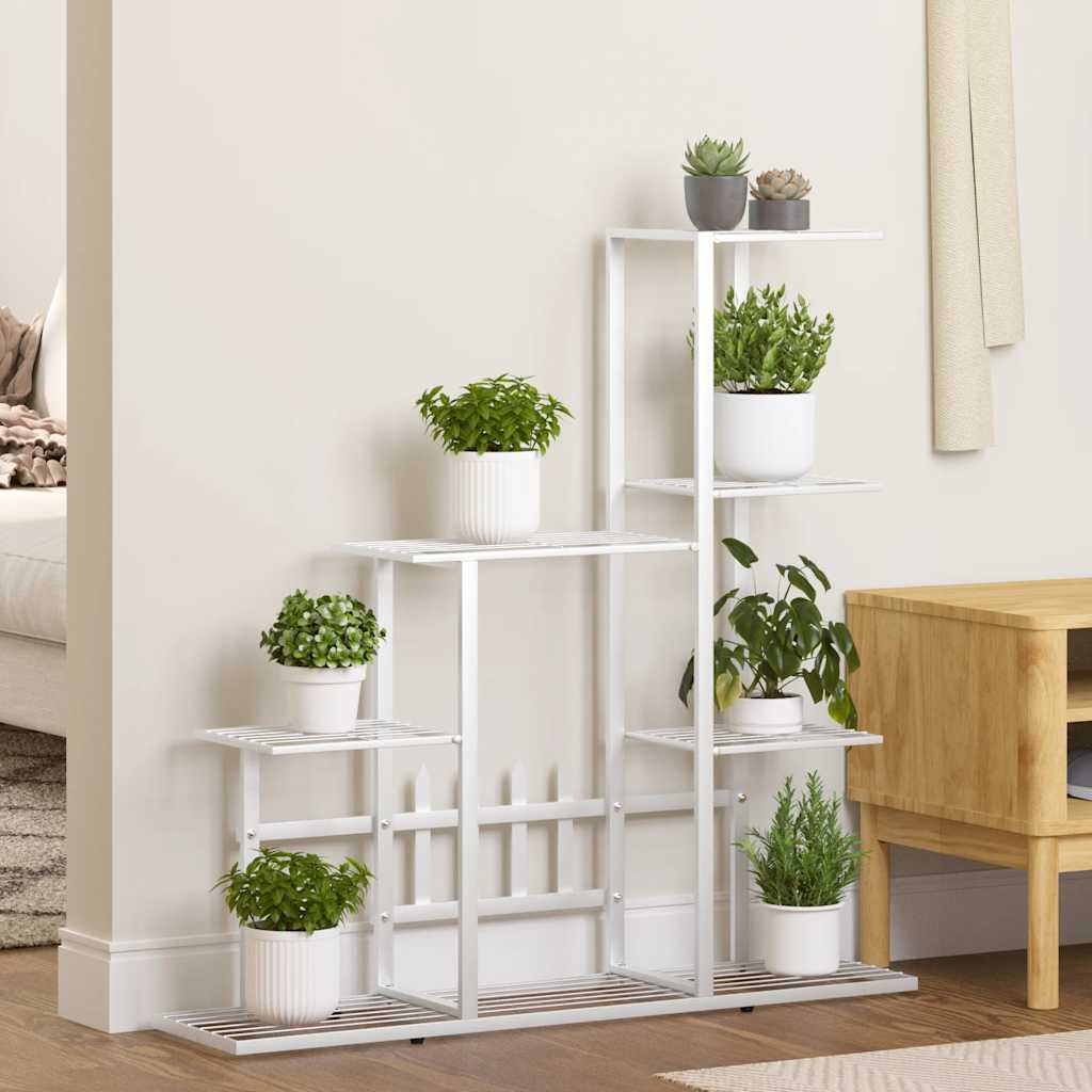 blomsterstativ 94,5x25x88 cm metal hvid billede