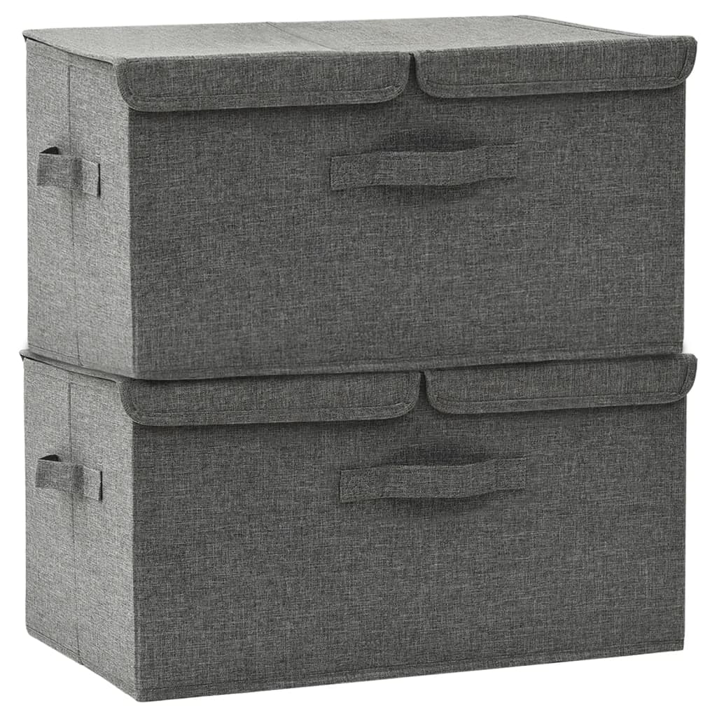 opbevaringskasser 2 stk. 50x30x25 cm stof antracitgrå