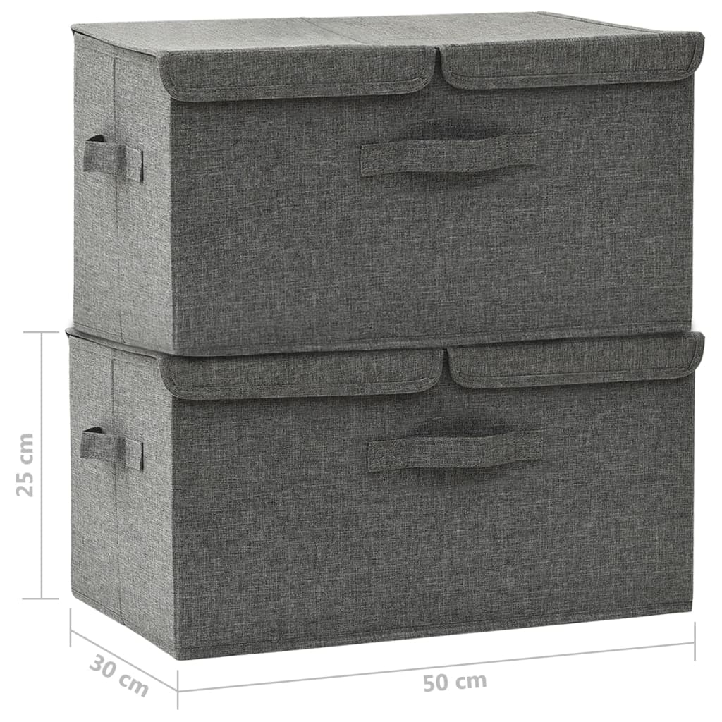 opbevaringskasser 2 stk. 50x30x25 cm stof antracitgrå