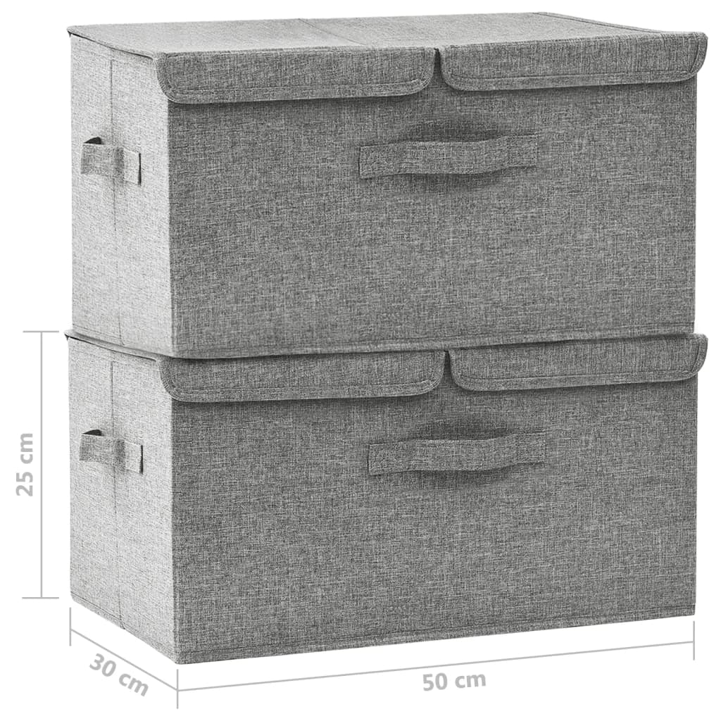 opbevaringskasser 2 stk. 50x30x25 cm stof grå