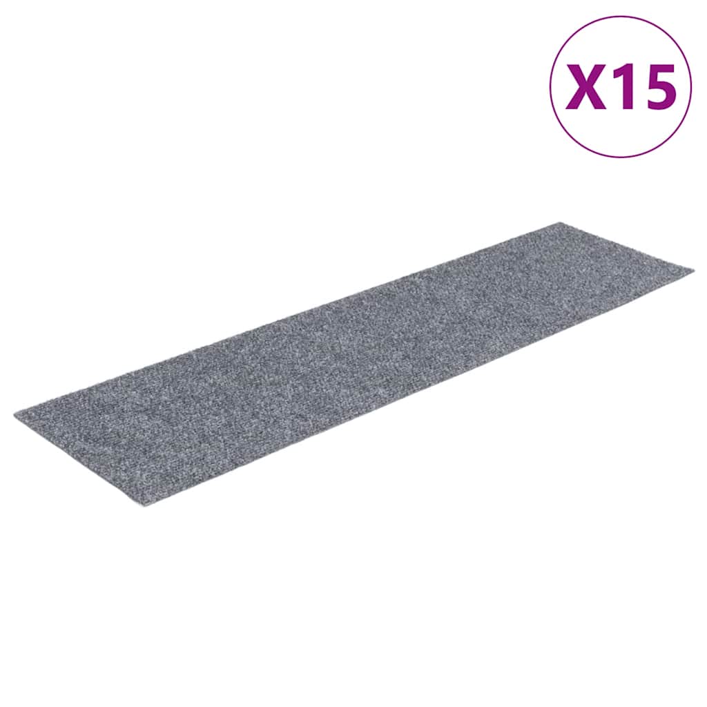 trappemåtter selvklæbende 15 stk. 76x20 cm lysegrå rektangulære