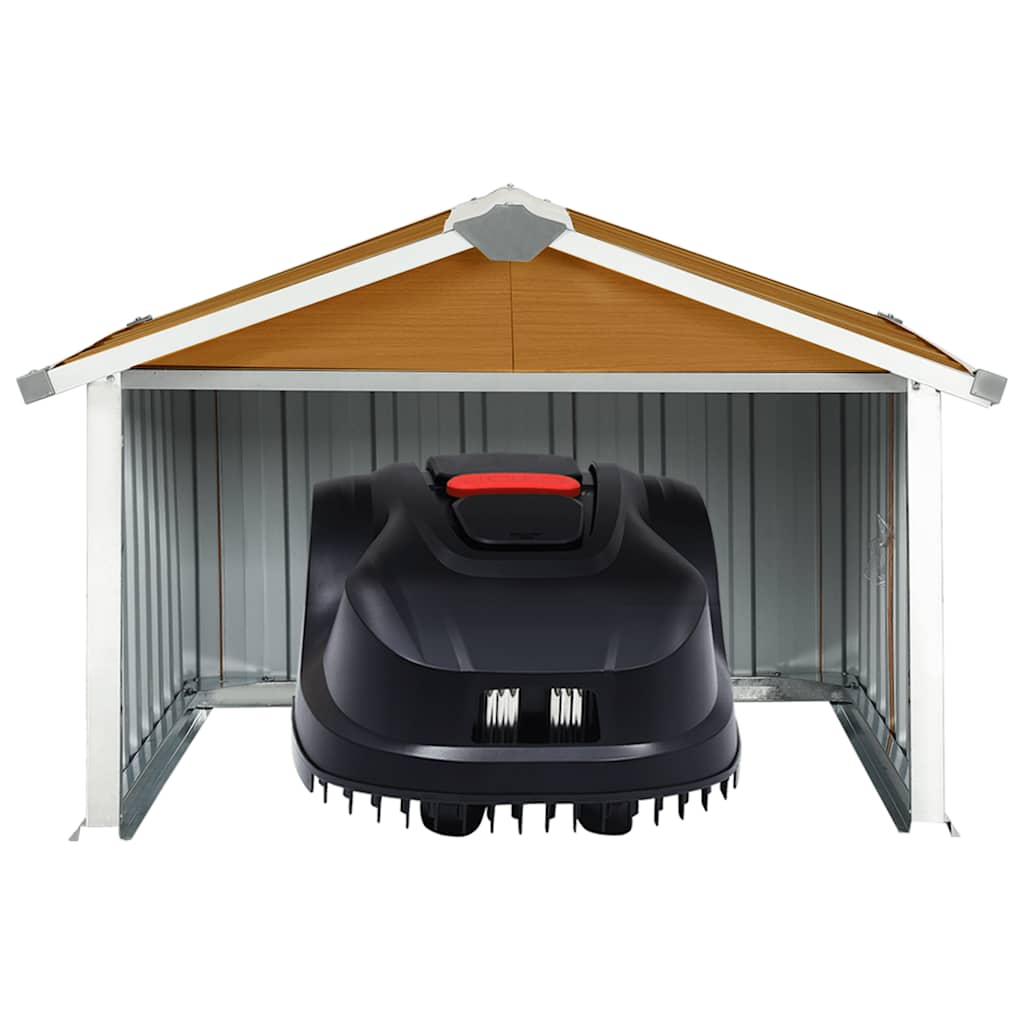 garage til robotplæneklipper 92x97x63 cm galvaniseret stål brun