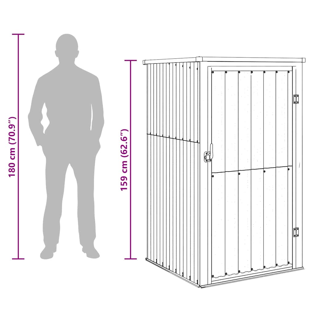 redskabsskur til haven 88x89x161 cm galvaniseret stål brun