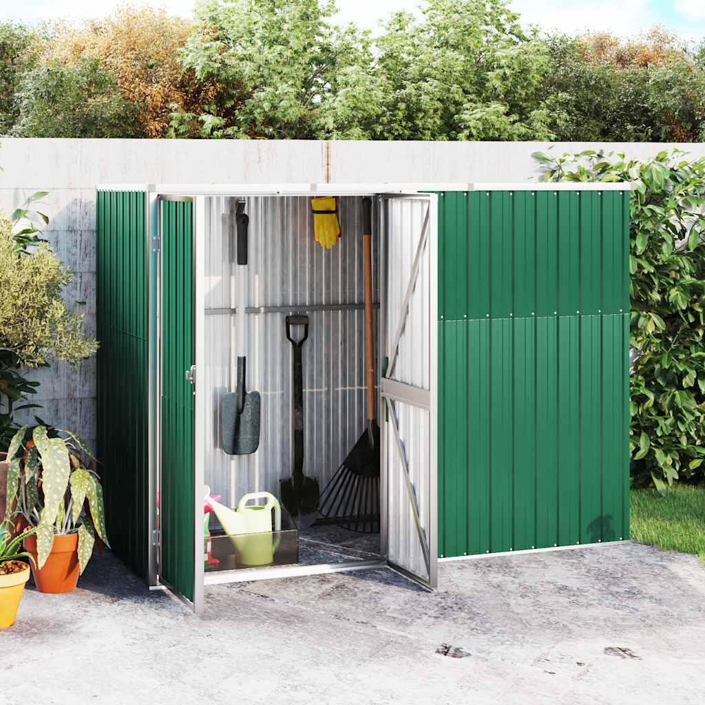 redskabsskur til haven 225x89x161 cm galvaniseret stål grøn