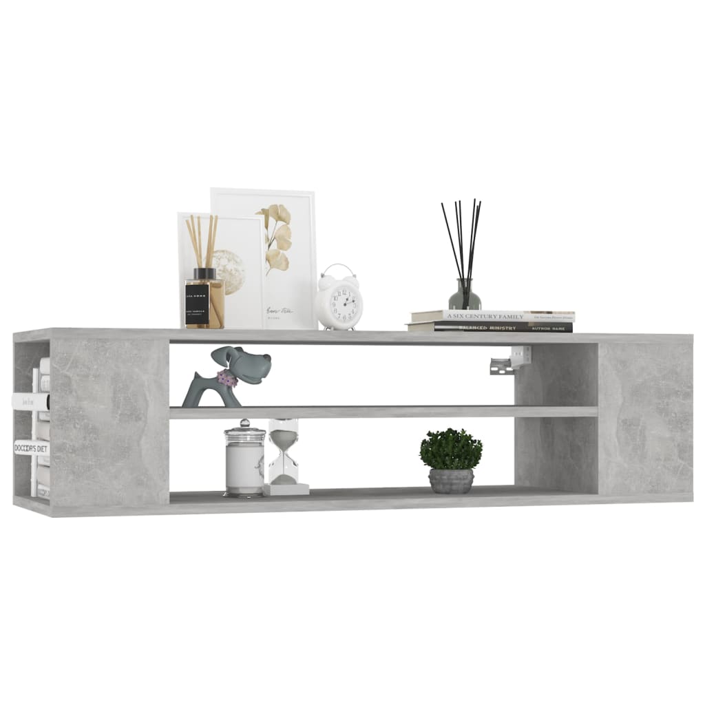 væghængt tv-bord 100x30x26,5 cm konstrueret træ betongrå