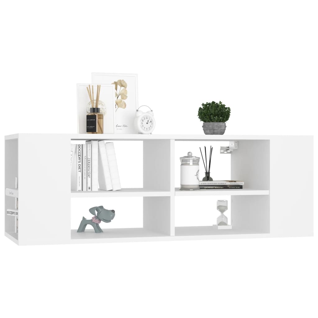 væghængt tv-bord 102x35x35 cm konstrueret træ hvid