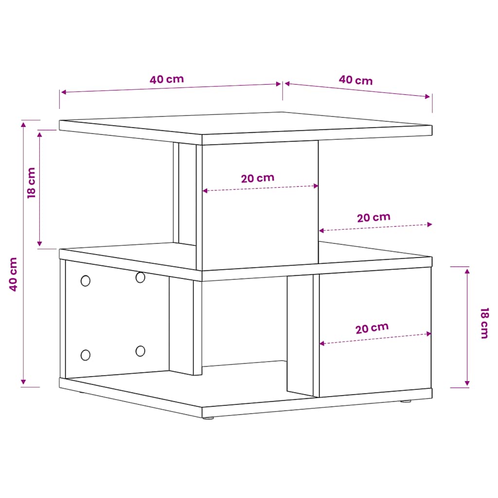 sidebord 40x40x40 cm konstrueret træ hvid