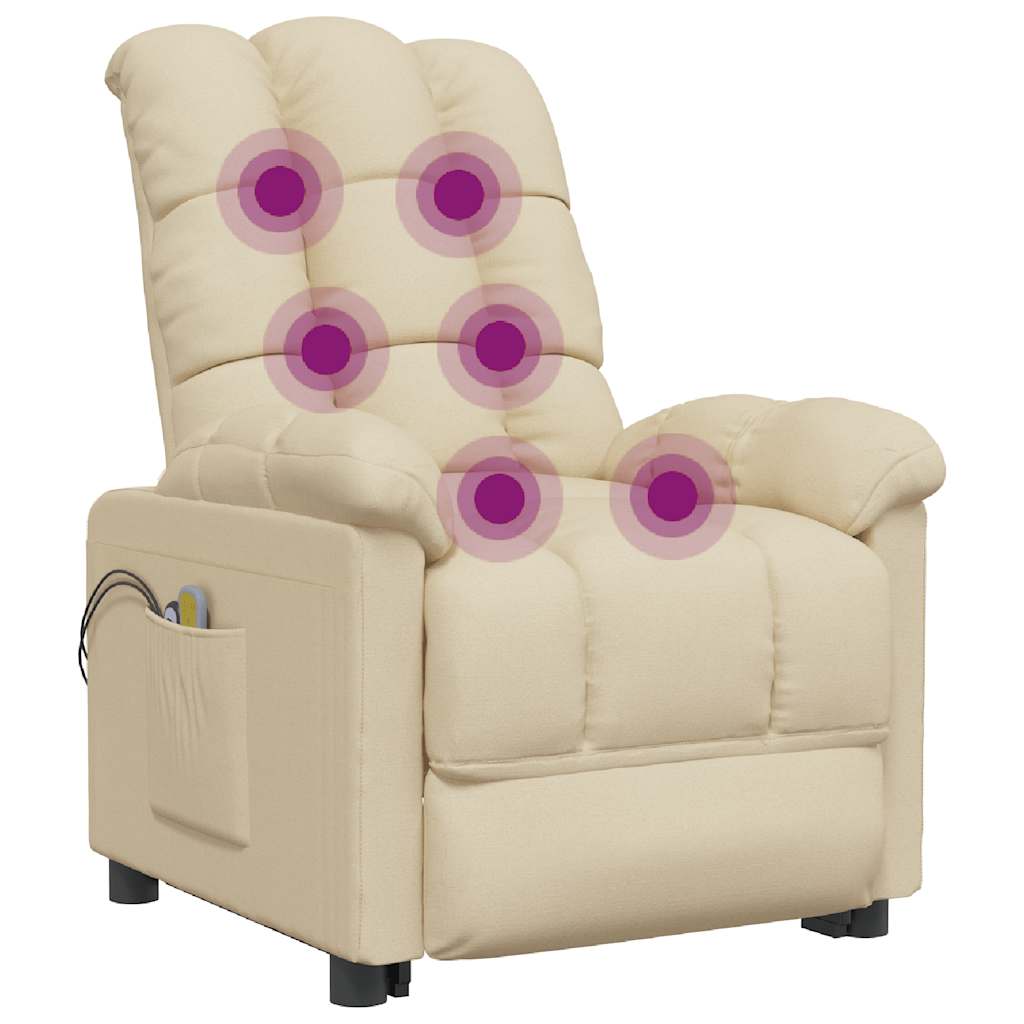 eldrevet massagestol stof cremefarvet