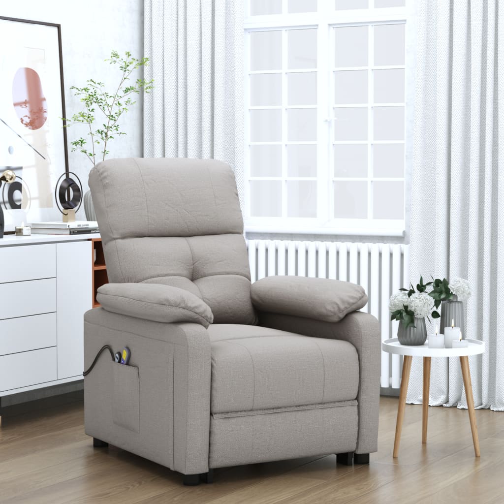 eldrevet massagestol stof gråbrun billede
