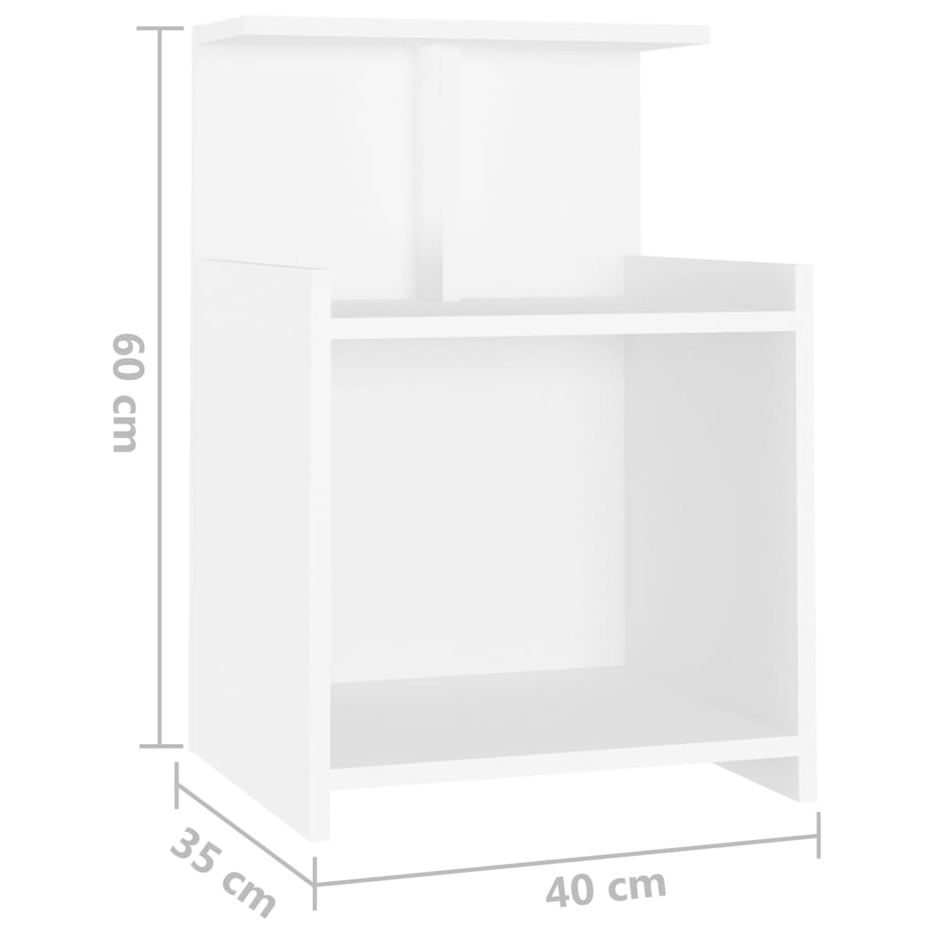 sengebord 40x35x60 cm konstrueret træ hvid