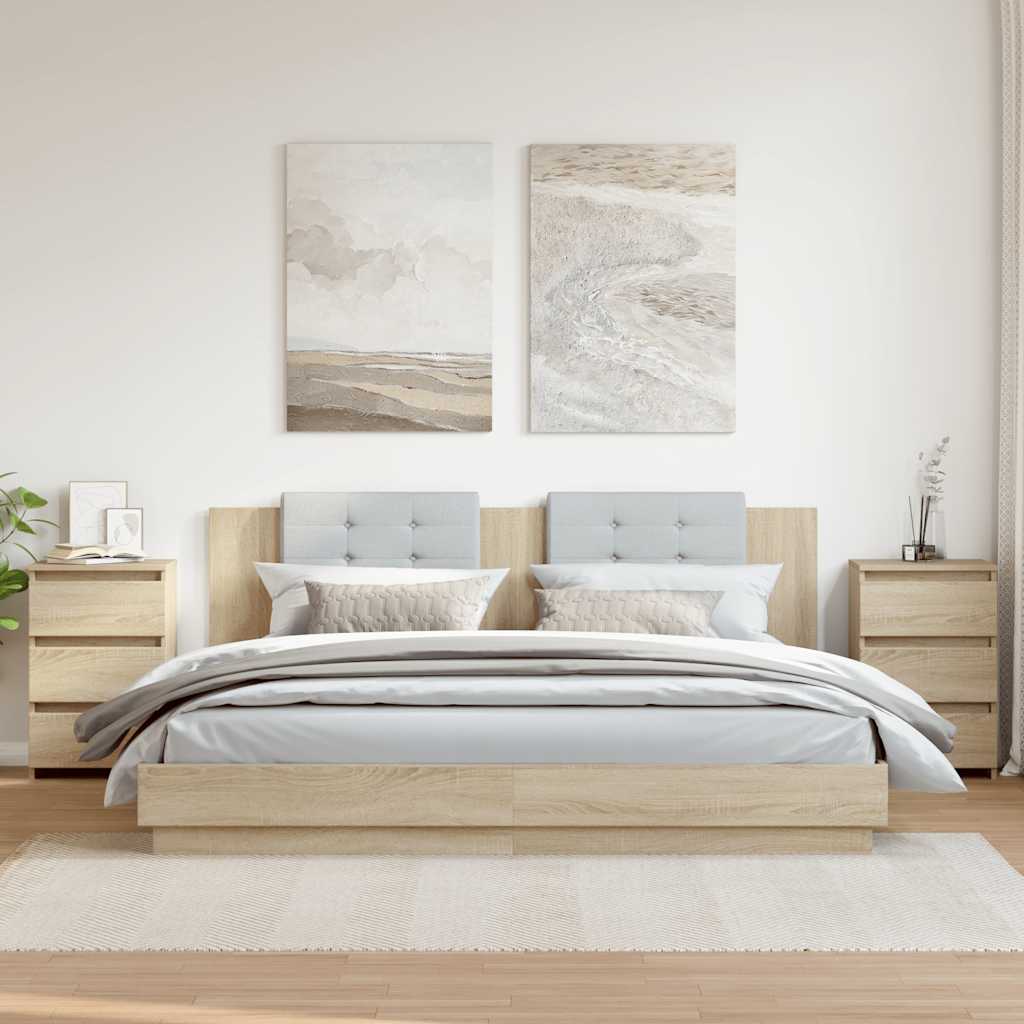 sengeborde 2 stk. 40x35x62,5 cm konstrueret træ egetræsfarvet