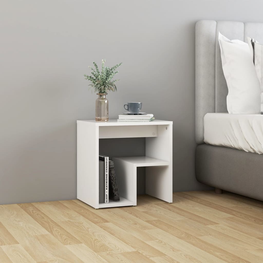 sengebord 40x30x40 cm konstrueret træ hvid billede