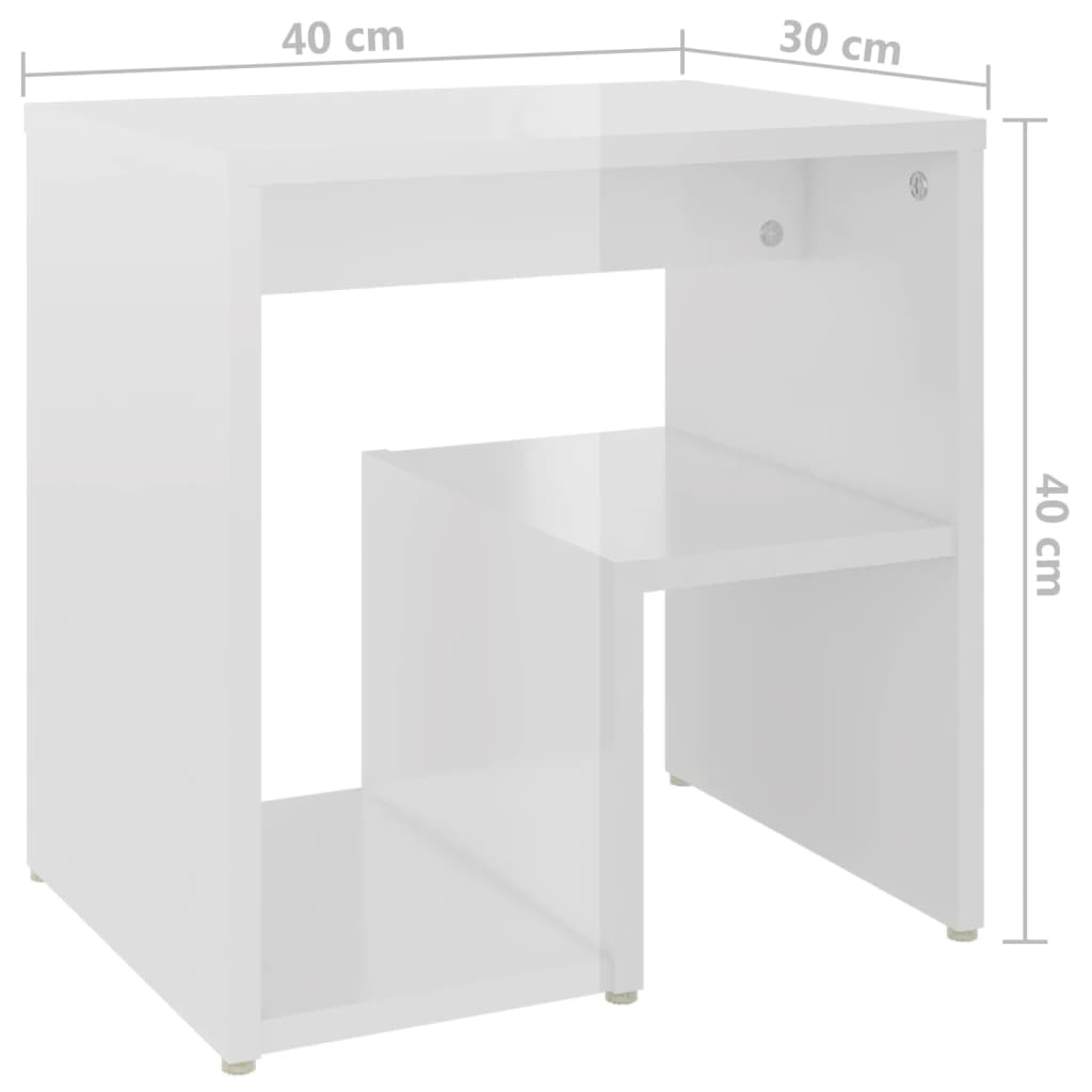 sengeskab 40x30x40 cm konstrueret træ hvid højglans