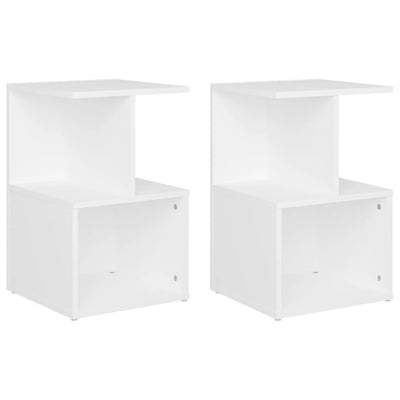 sengeborde 2 stk. 35x35x55 cm konstrueret træ hvid