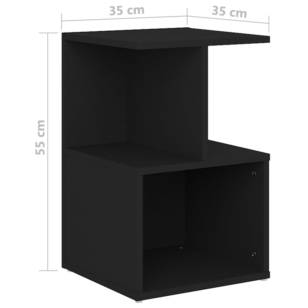 sengebord 35x35x55 cm konstrueret træ sort