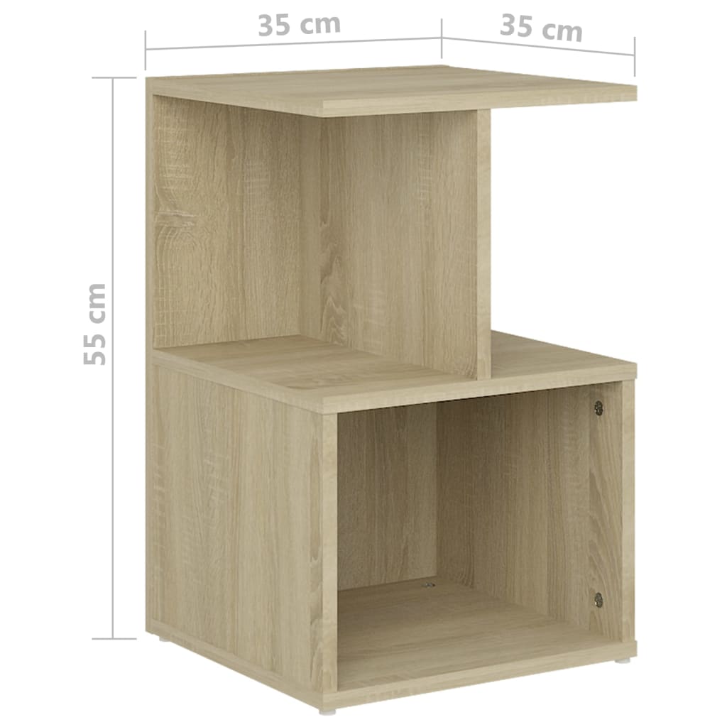 sengebord 35x35x55 cm konstrueret træ sonoma-eg
