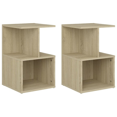sengeskabe 2 stk. 35x35x55 cm konstrueret træ sonoma-eg