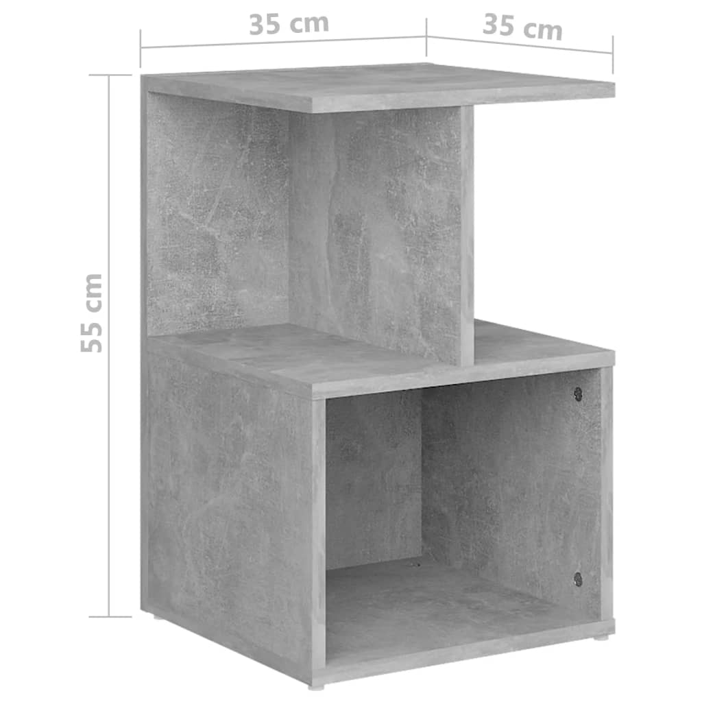 sengebord 35x35x55 cm konstrueret træ betongrå