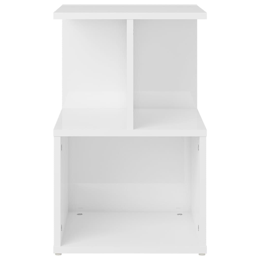 sengebord 35x35x55 cm konstrueret træ hvid højglans