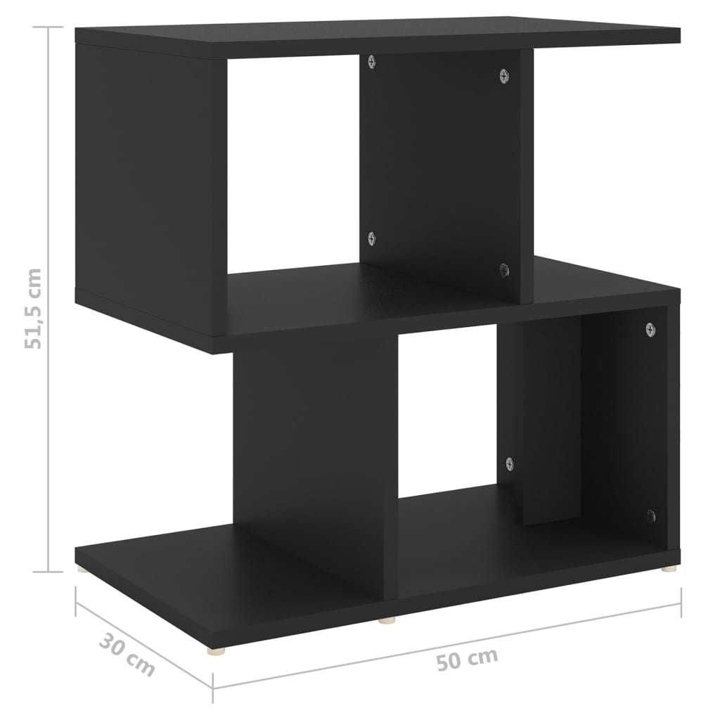 sengebord 50x30x51,5 cm konstrueret træ sort