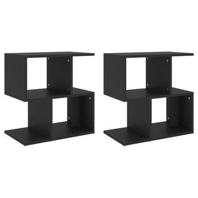 sengeborde 2 stk. 50x30x51,5 cm konstrueret træ sort
