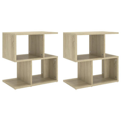 sengeborde 2 stk. 50x30x51,5 cm konstrueret træ sonoma-eg