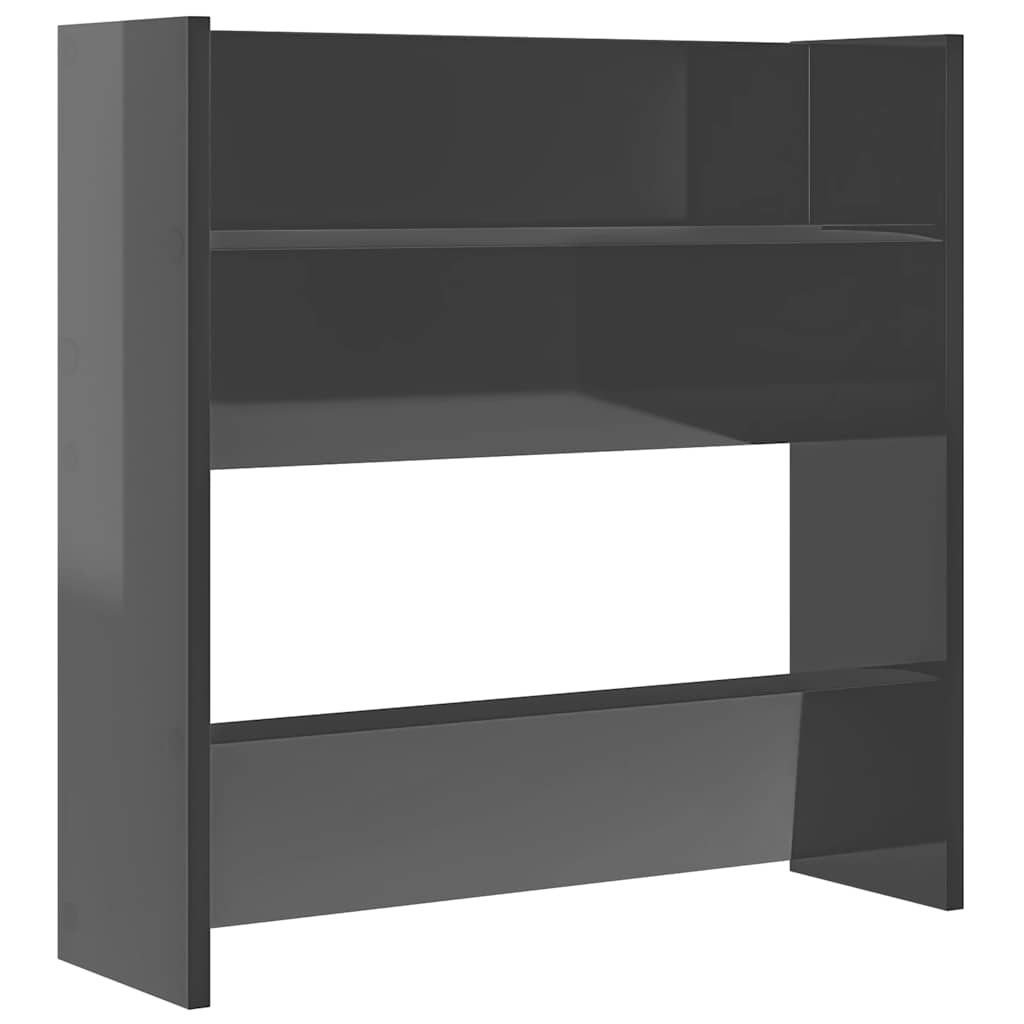 væghængt skoreol 60x18x60 cm konstrueret træ grå højglans