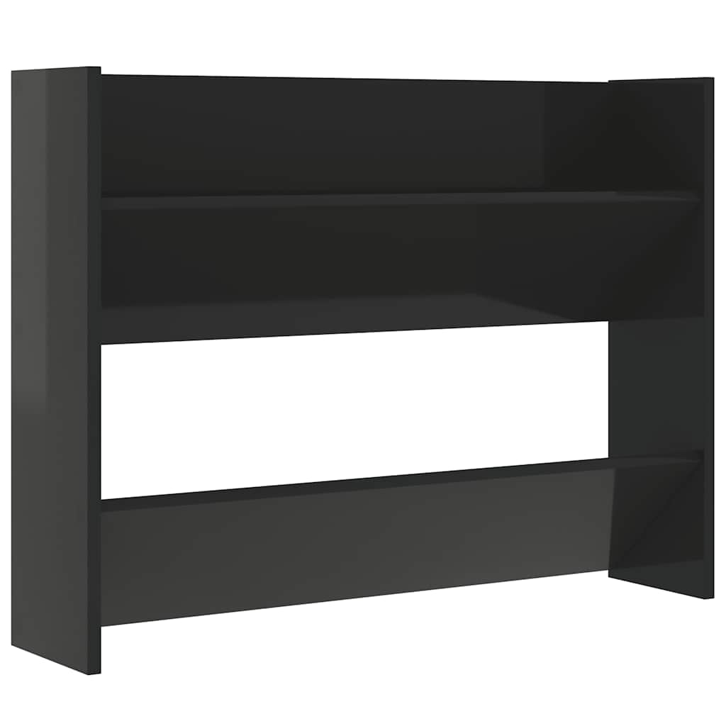 skoreol til væg 80x18x60 cm konstrueret træ sort højglans