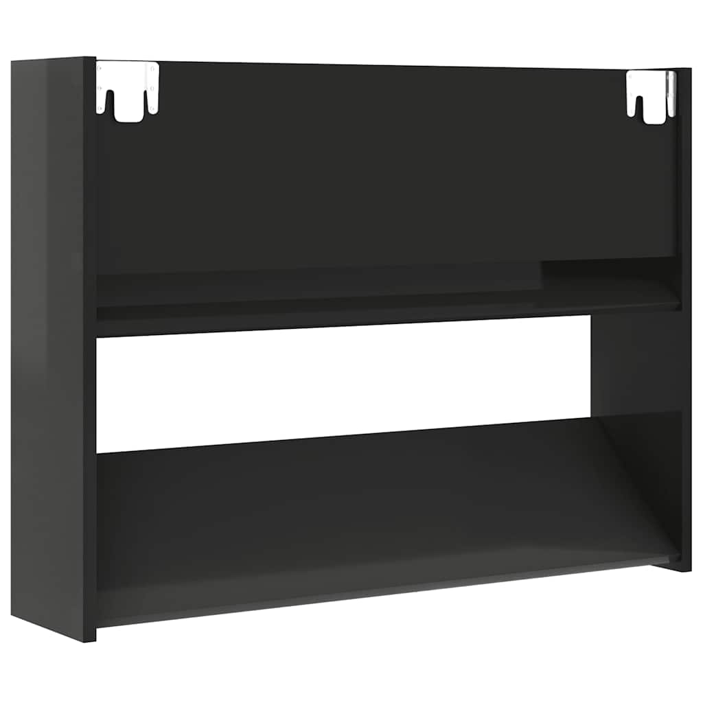 skoreol til væg 80x18x60 cm konstrueret træ sort højglans