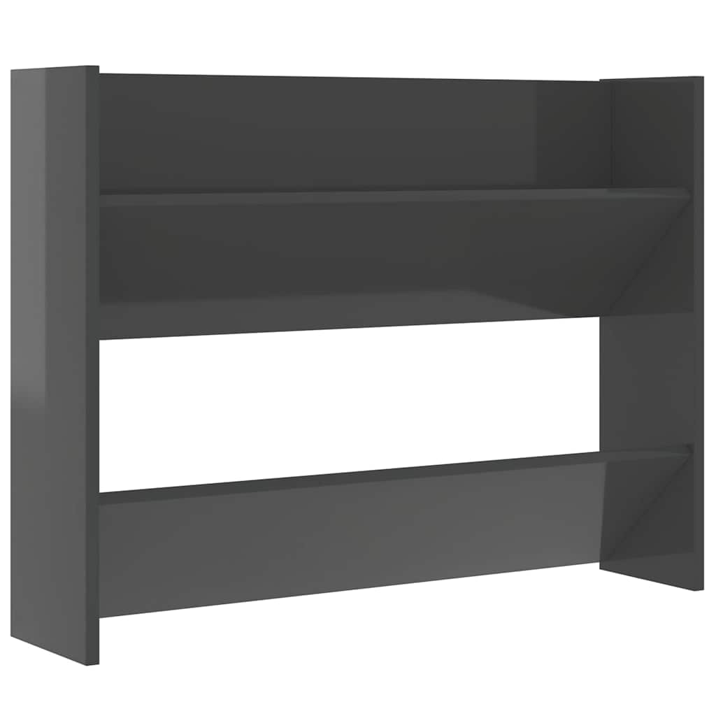 skoreol til væg 80x18x60 cm konstrueret træ grå højglans